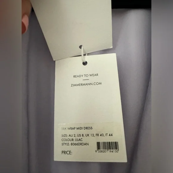 NWT medium / AUS 2 Zimmerman Silk Purple Wrap Dress Midi - Picture 10 of 15